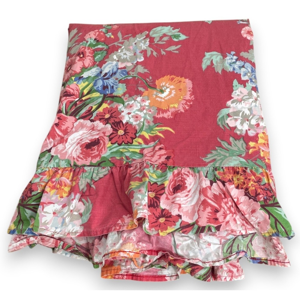 Vintage Ralph Lauren Southampton Beach House Floral Ruffled Full Flat Sheet